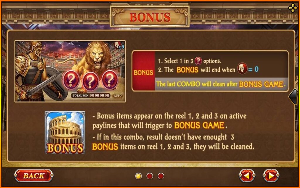 รางวัลของโบนัส เกมสล็อต Roma