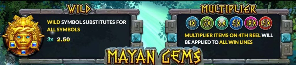 รูปแบบแจ็คพ็อตเกมและกติกาการเอาชนะในเกม Mayan Gems มายันเจมส์