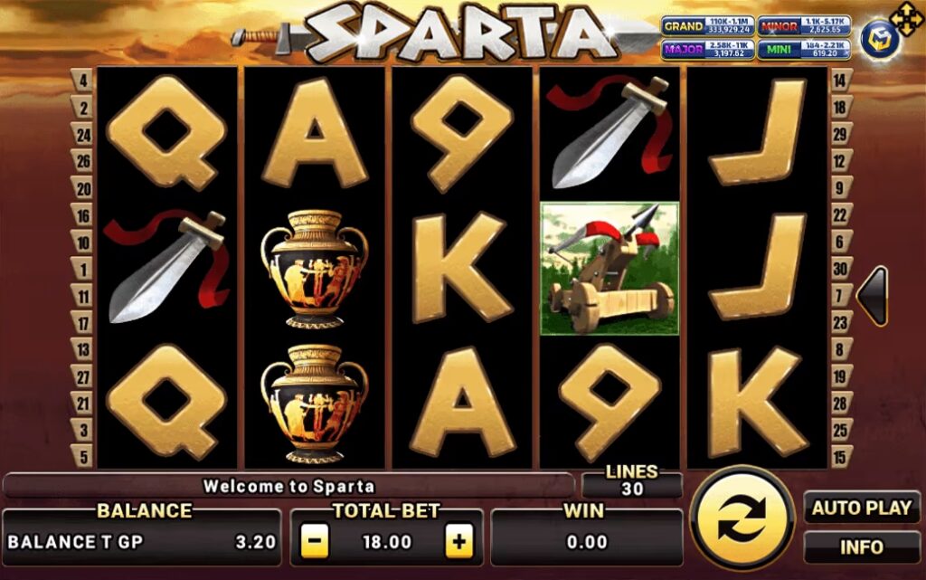 รูปแบบแจ็คพอตเกมและกติการการเอาชนะในเกม Sparta : สปาร์ต้า