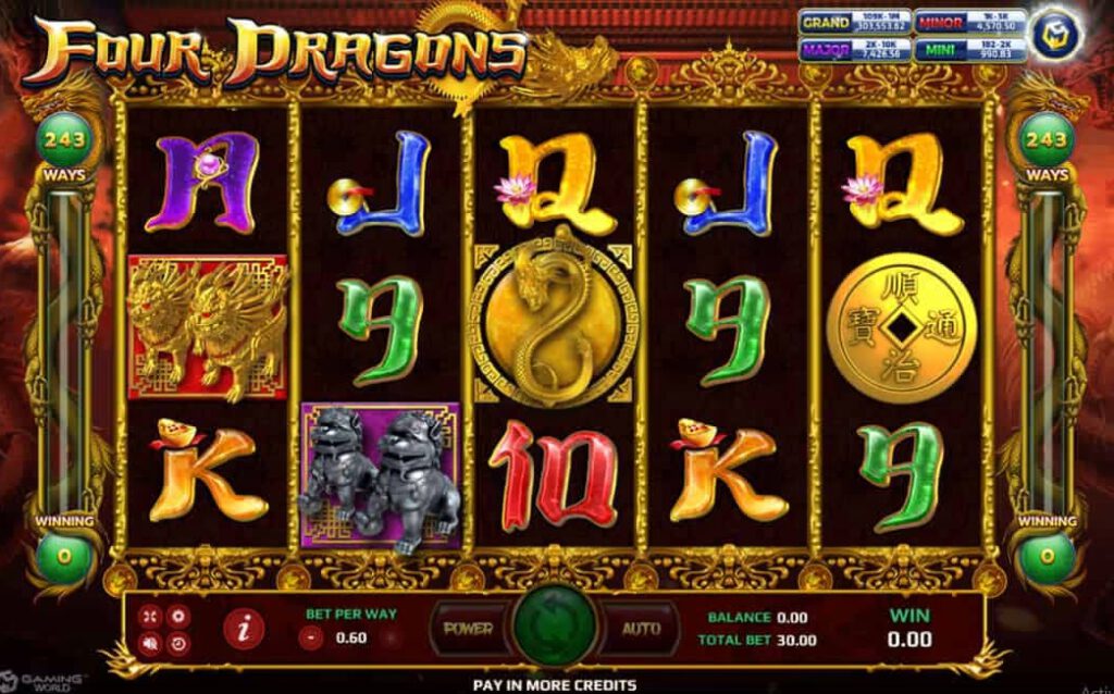 รูปแบบแจ็คพอตเกมและกติกาการเอาชนะในเกม Four Dragons : โฟร์ ดราก้อน