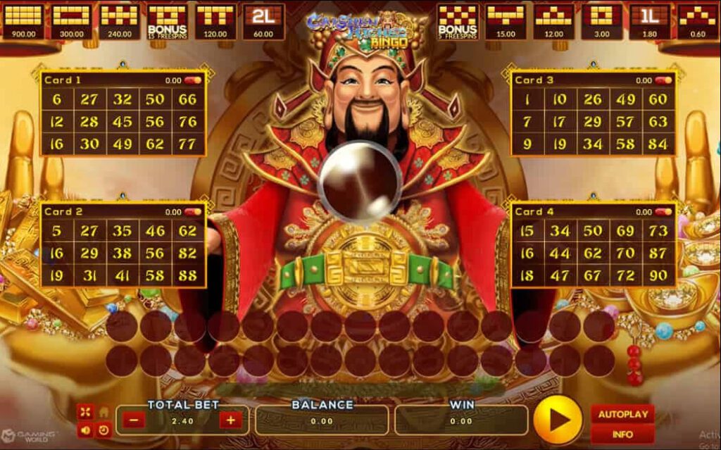 รูปแบบแจ็คพอตเกมและกติการการเอาชนะในเกม Caishen Riches Bingo  : ไคเชน ริชเชส บิงโก