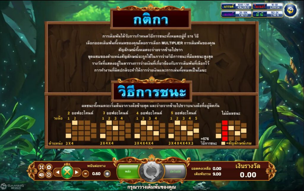 สัญลักษณ์ และ LINES เกมสล็อต Enchanted Forest