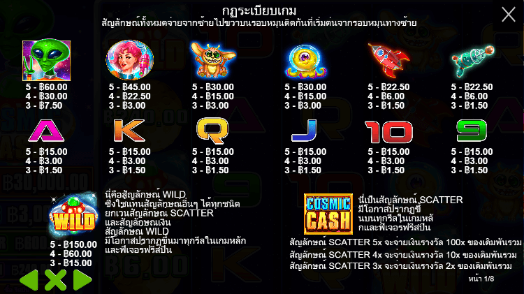 Cosmic Cash สล็อต Pragmatic Play ฟรีเครดิต