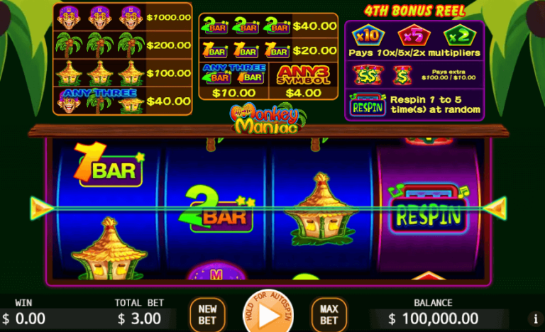 ทดลองเล่นสล็อต KA Gaming Monkey Maniac