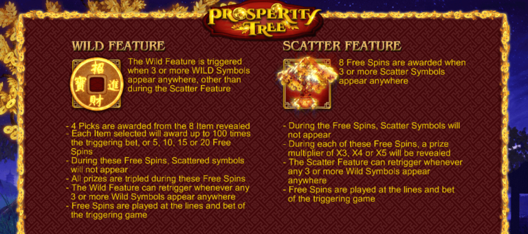 ฟีเจอร์พิเศษเกมสล็อต SimplePlay Prosperity Tree
